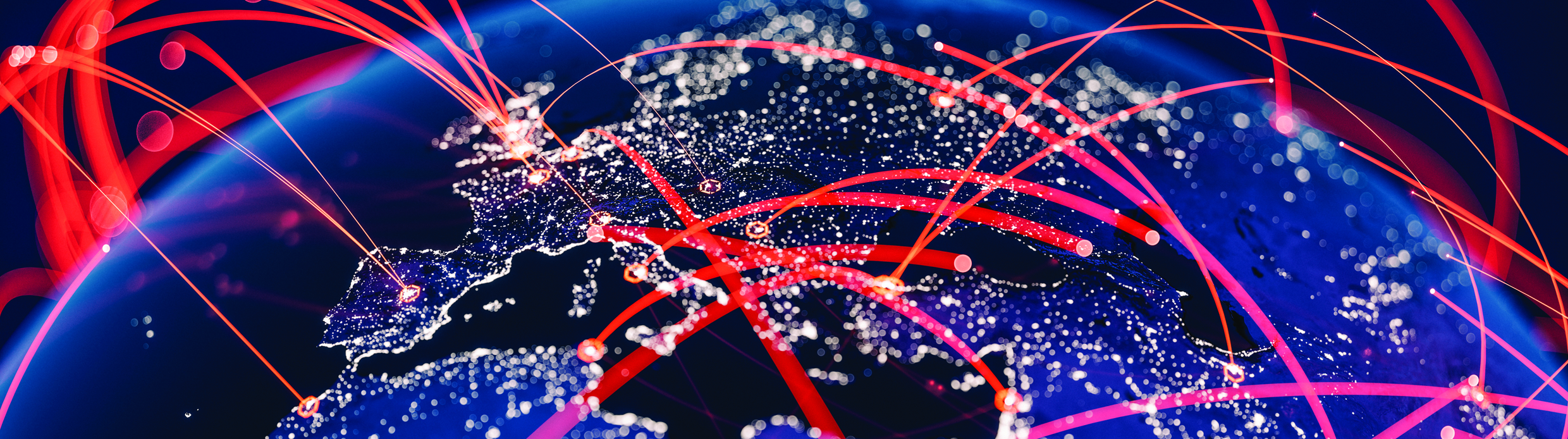 type="image" alt="Illustration of the global with red lines connecting countries in a network to describe the global supply chain"